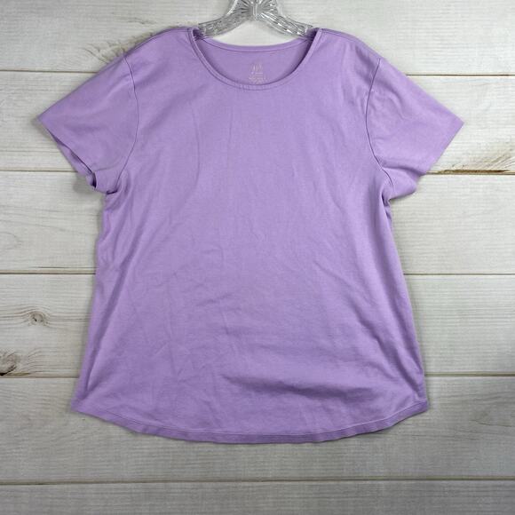 J Jill Perfect Pima Top Womens XL Purple Crew Neck Shirttail Tee Short Sleeve - Picture 1 of 7